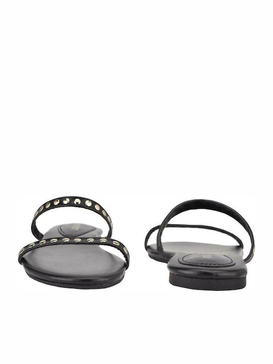 Brandie 3 A Leather Women's Flat Sandals in Black Color
