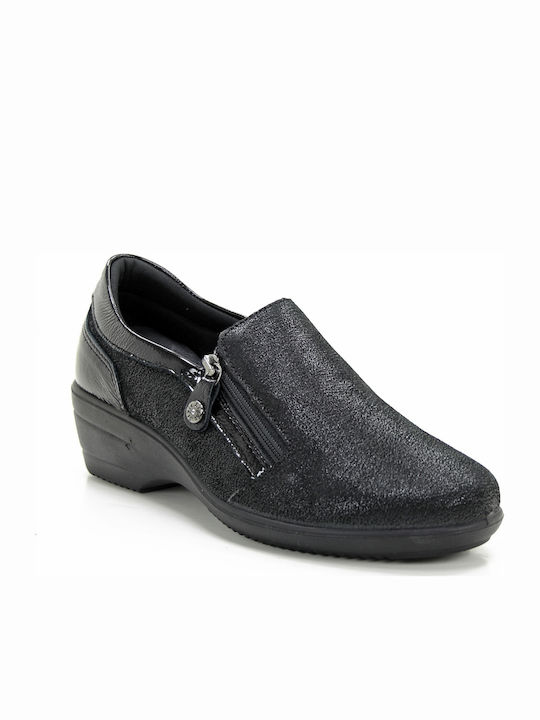 Imac Leder Damen Loafers in Schwarz Farbe