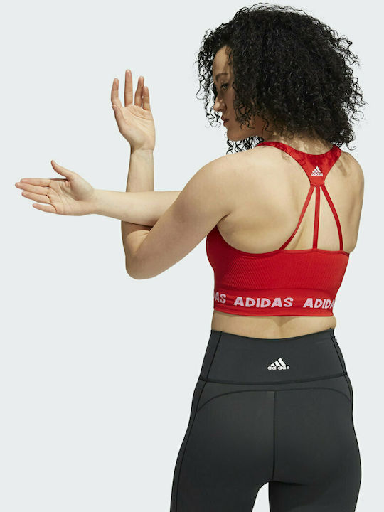 Adidas Training Aeroknit Women's Sports Bra with Removable Padding Vivid Red