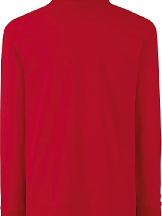 Fruit of the Loom Kids Polo Long Sleeve Red