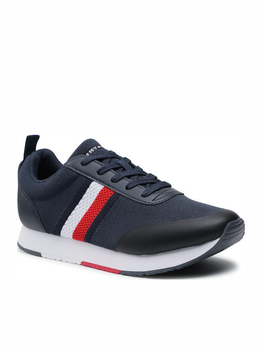 Tommy Hilfiger Retro Knit Stripes Runner Ανδρικά Sneakers Navy Μπλε