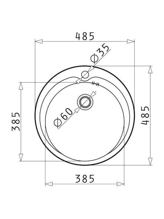 Pyramis Kiba Ένθετος Νεροχύτης Inox Σατινέ Μ48.5xΠ48.5cm Ασημί