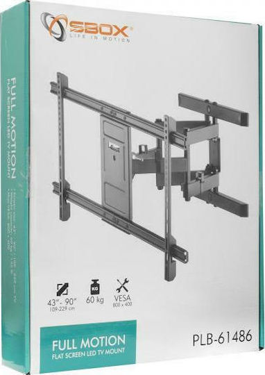 Sbox PLB-61486 Βάση Τηλεόρασης Τοίχου με Βραχίονα έως 90" και 60kg
