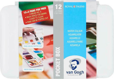 Royal Talens Van Gogh Pocket Box Σετ Νερομπογιές με Πινέλο Κύβοι Ακουαρέλας 15 Χρωμάτων