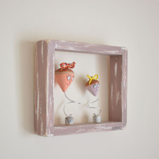Kapadakis Wood Art Wanddekoration Gesichter Handgefertigt Rosa aus Hölzernes 24x5x20cm