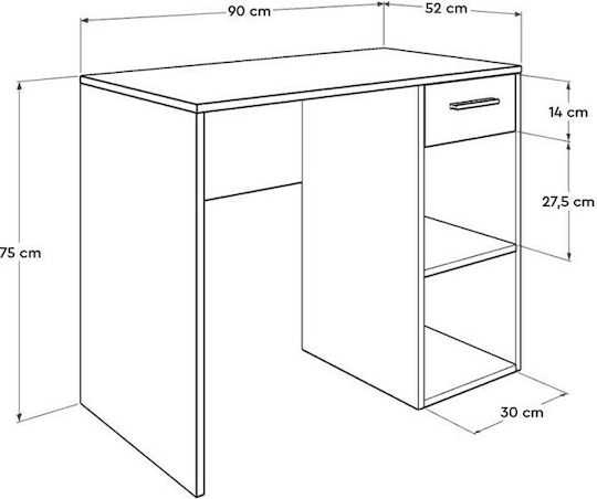 Birou pentru copii din Melamină Bej 90x52x75cm