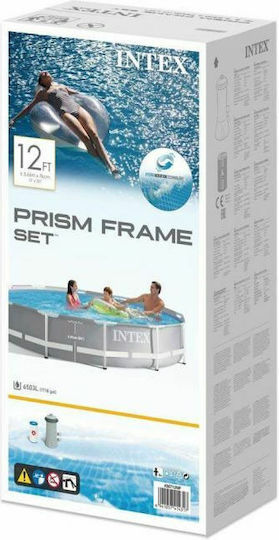 Intex Prism Στρογγυλή Πισίνα PVC 6503lt με Μεταλλικό Σκελετό 366x76εκ. Γκρι