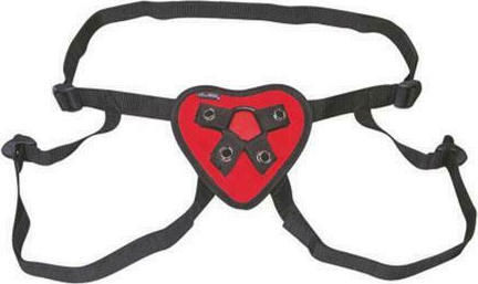 Lux Fetish Red Heart Strap On Harness Harnașament în Culoare Roșu
