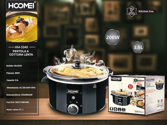 Hoomei Slow Cooker 200W με Χωρητικότητα 3.5lt Μαύρο