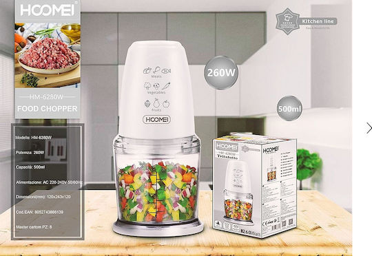 Hoomei Πολυκόπτης Multi 260W με Δοχείο 500ml Λευκός