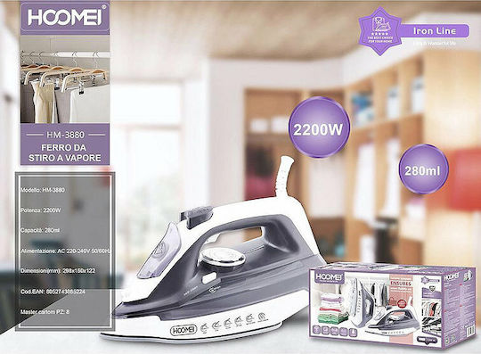 Hoomei Σίδερο Ατμού 2200W με Κεραμική Πλάκα και Συνεχόμενη Παροχή Ατμού 25gr/min