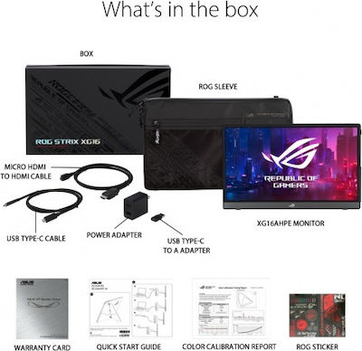 Asus ROG Strix XG16AHPE IPS Spiele-Monitor / Tragbarer Monitor 15.6" FHD 1920x1080 144Hz