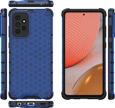 Hurtel Honeycomb Plastic Back Cover Blue (Galaxy A72)