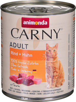 Animonda Carny Adult Nasses Katzenfutter für Katze in Dose mit Rindfleisch und Huhn 800gr