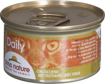 Almo Nature Daily Nasses Katzenfutter für Katze in Dose mit Türkei 85gr