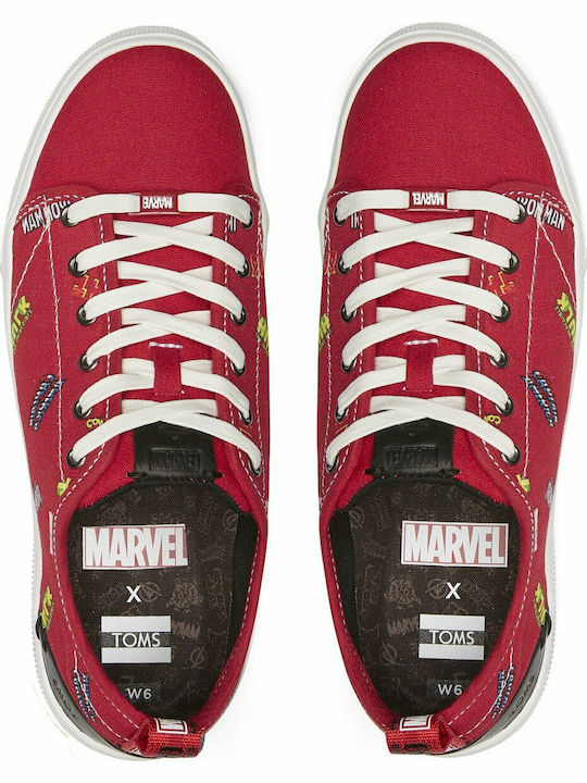 Toms Marvel Logos Printed Γυναικεία Sneakers Κόκκινα