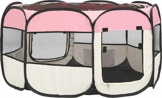 vidaXL Foldable Park Dog Foldable Pink 125x125x61cm made of Fabric in Pink Color 125 x 125 x 61cm