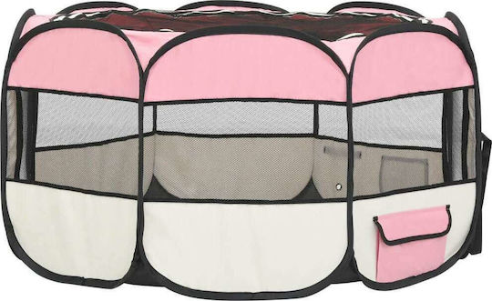 vidaXL Foldable Park Dog Foldable Pink 125x125x61cm made of Fabric in Pink Color 125 x 125 x 61cm