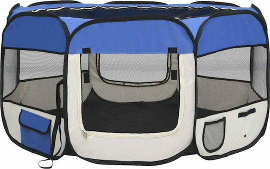 vidaXL Сгъваемо Парк за Кучета Сгъваемо синьо 125x125x61см в Син Цвят 125 x 125 x 61см.