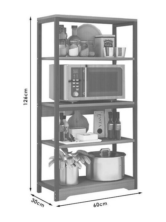 Pakketo Obra Kitchen Rack Metallic 5 Tiers Brown 60x30x126cm