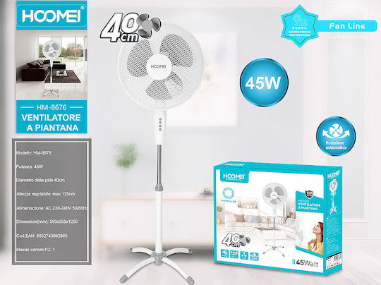Hoomei Pedestal Fan 45W Fan Diameter 40cm White