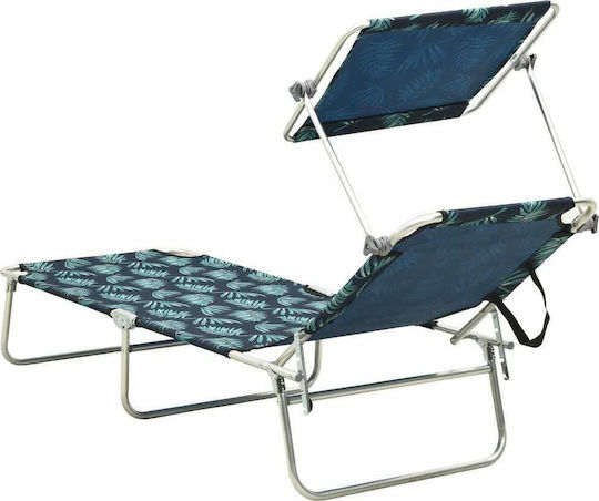 vidaXL Foldable Aluminum Beach Sunbed Green with Shader 187x57.5x27cm