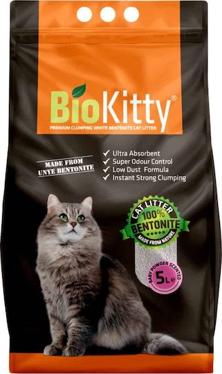 Biokitty Bentonite Cat Litter with Scent Baby Powder 5lt