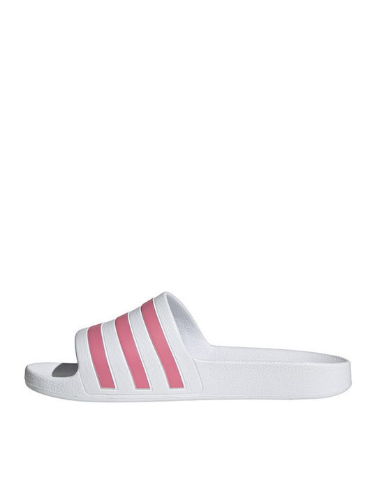 Adilette Aqua Slides in White Colour