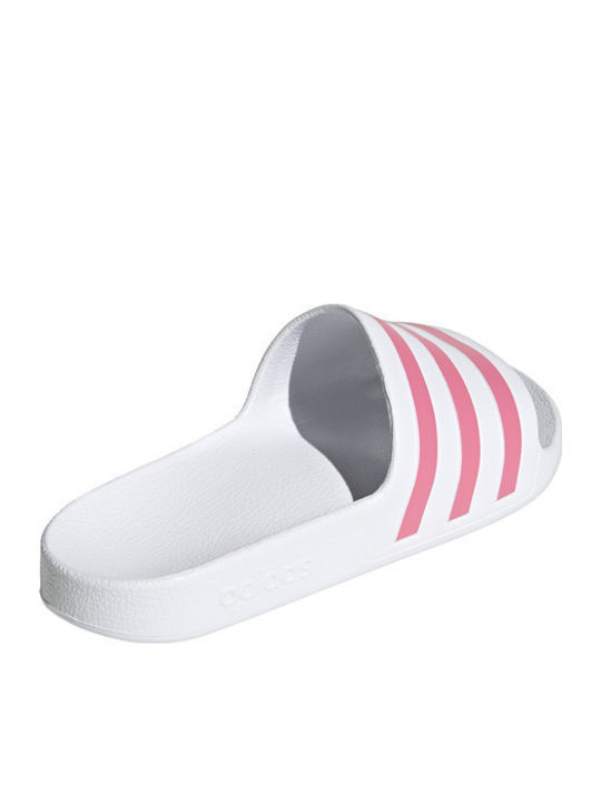 Adilette Aqua Slides in White Colour