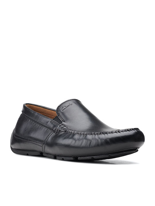 Clarks Markman Plain Leder Herren Mokassins in Schwarz Farbe