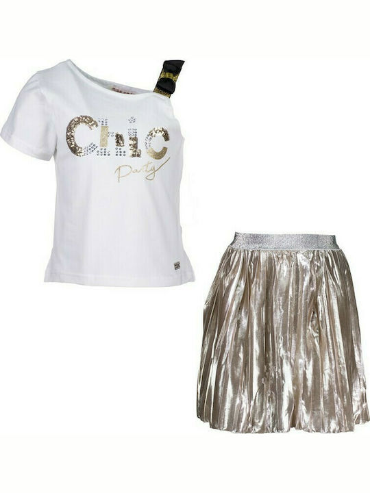 Εβίτα Kids Set with Skirt Summer 2pcs White