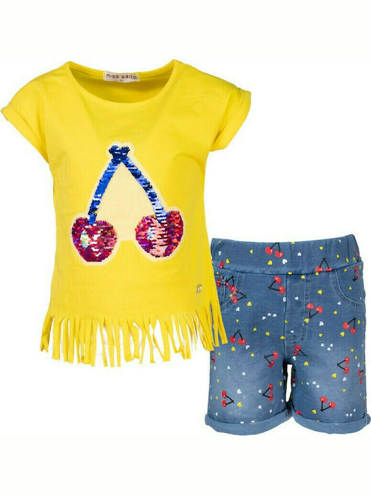 Εβίτα Kids Set with Shorts Summer 2pcs Yellow