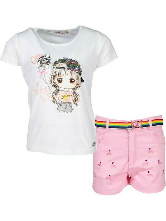 Εβίτα Kinder Set mit Shorts Sommer 2Stück Weiß