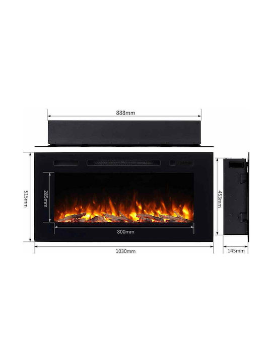 Richen Insert 153 Επιτοίχιο Ηλεκτρικό Τζάκι 2000W 153x51.5cm Μαύρο