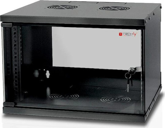 Techly 19" 6U D450 Wandmontiert Rack-Schrank 6U Schwarz I-CASE EL-1006B45