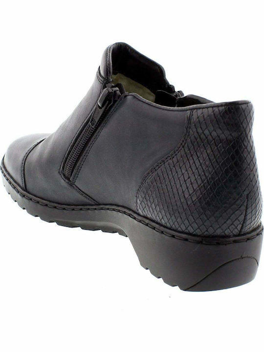 Leder Stiefeletten Damen mit Pelz Marineblau
