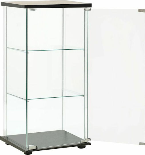 Living Room Display Cabinet Made of Particle Board with Windowed Black from Tempered Glass 42.5x36.5x86cm