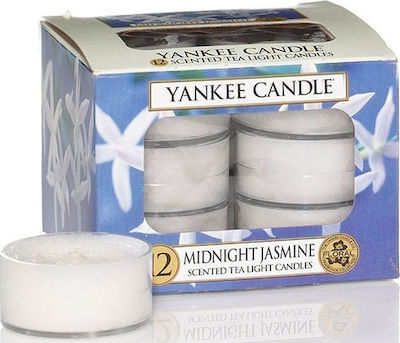 Yankee Candle Lumânări mici Midnight Jasmine cu Aromă de Jasmine în Culoare Alb (până la 6 Ore de Ardere ) 12buc