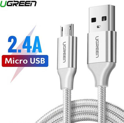 Ugreen US290 Împletit USB 2.0 spre micro USB Cablu Alb 2m (60153) 1buc