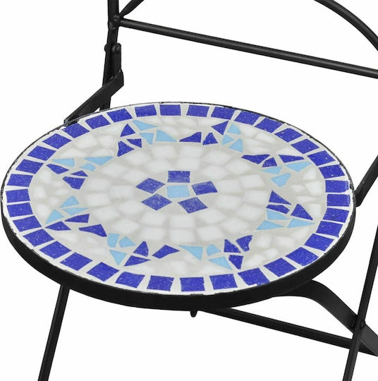 Outdoor Chair Metallic Bistro Blue / White 2pcs 37x44x89cm.