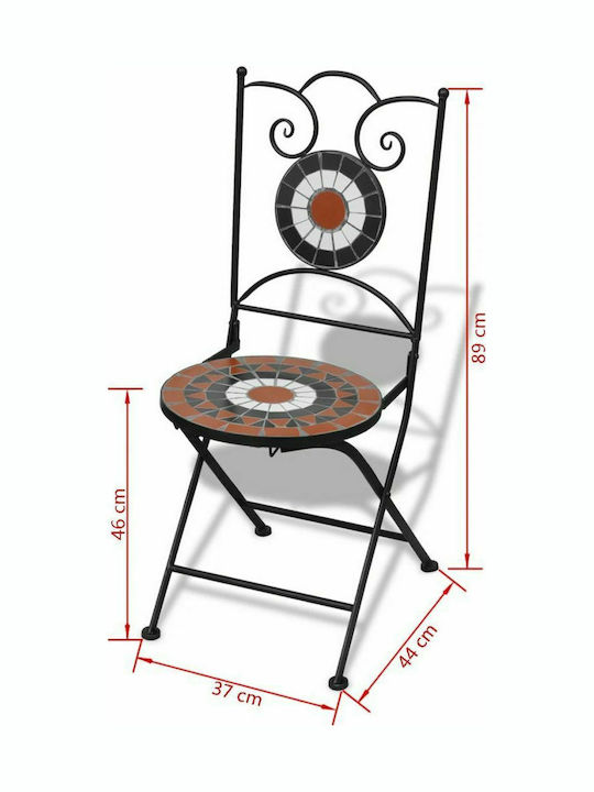 Outdoor-Stuhl Metallisch Bistro Terracotta / White 2Stück 37x44x89εκ.