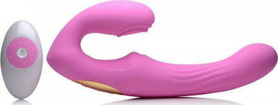 Strap U U-Pulse Silicone Vibrating Strapless Strap-On Trägerlos mit Doppelter Dildo und Vibration in Fuchsie Farbe