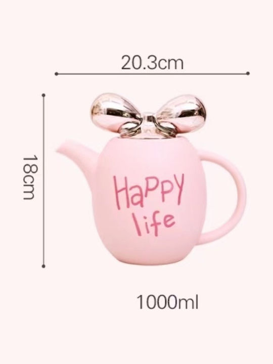 Τσαγιέρα Κεραμική Ροζ 1000ml