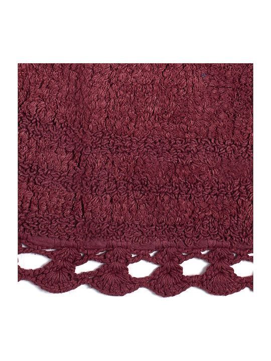 Silk Fashion Bath Mat Cotton Oval Oval 5206978153990 Burgundy 70x140cm