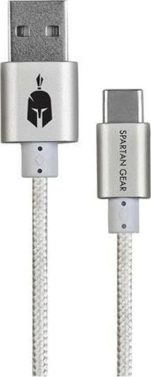 Spartan Gear Braided USB 2.0 Cable USB-C male - USB-A White 2m (SGCUSB02W)