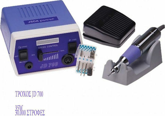 JSDA JD700 Nail Drill Power 35W Purple with Pedal with 30000 Rotations per Minute