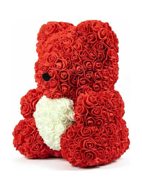 Bear of Artificial Roses Red 40cm in Box Aleiferopoulos Flowers