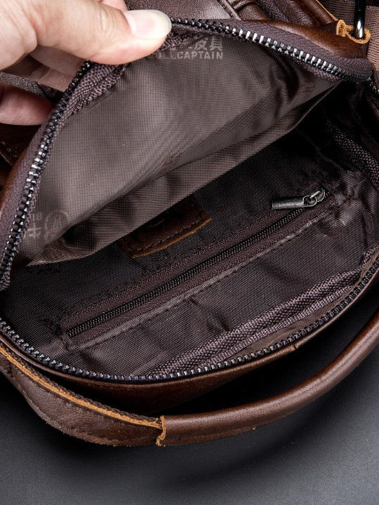 DJB-777 Leather Men's Bag Shoulder / Crossbody Brown