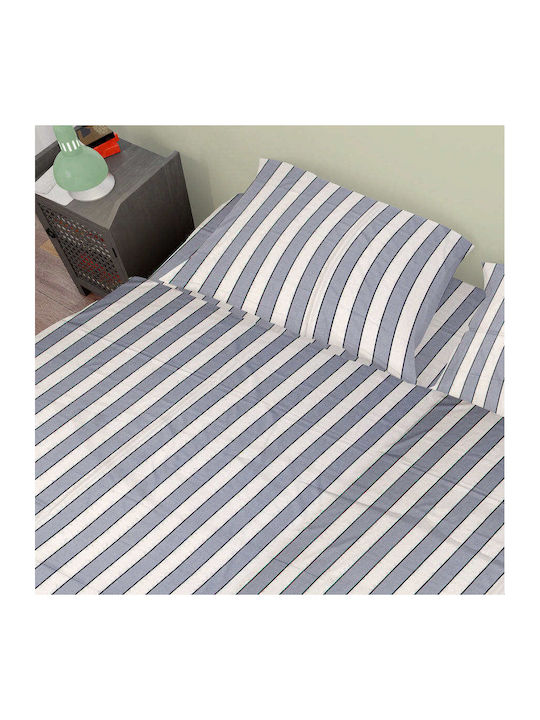 Dimcol Sheet Set with 1 Pillowcase for Single Bed 160x240cm. Navy 2pcs