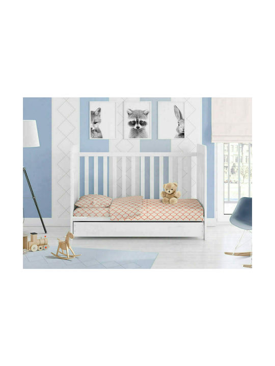 Dimcol Windows Бебешки Чаршаф За Количка Памук Коралов 80x110бр